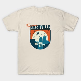 Nashville Tennessee City Sunset Retro Vintage Design T-Shirt